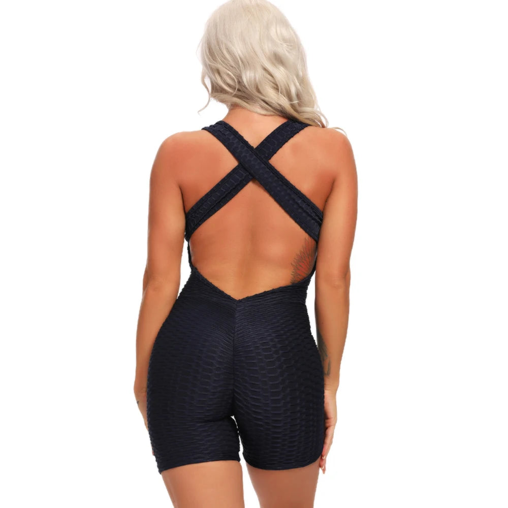 Backless Halter Across Playsuit Sexy Bodysuit