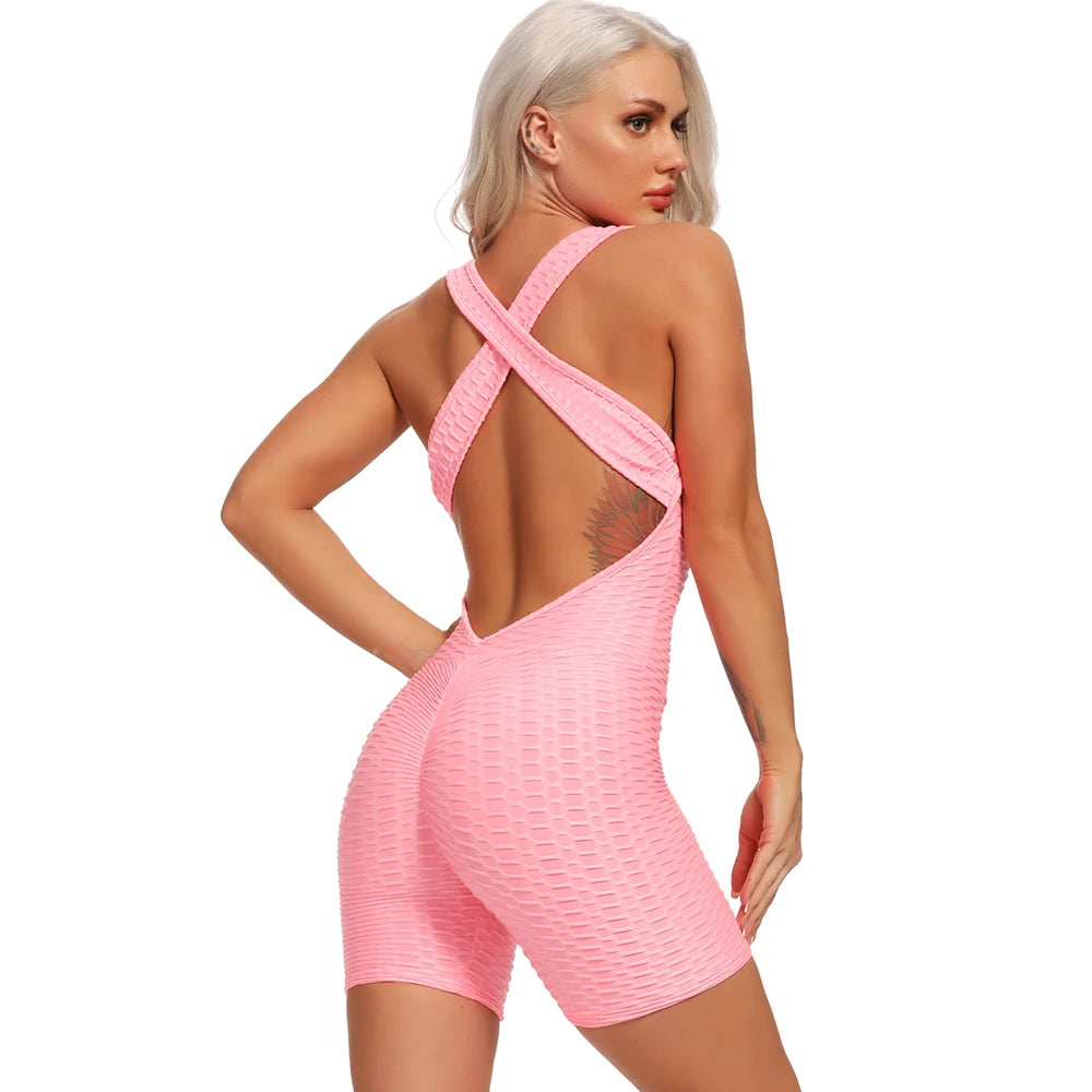 Backless Halter Across Playsuit Sexy Bodysuit