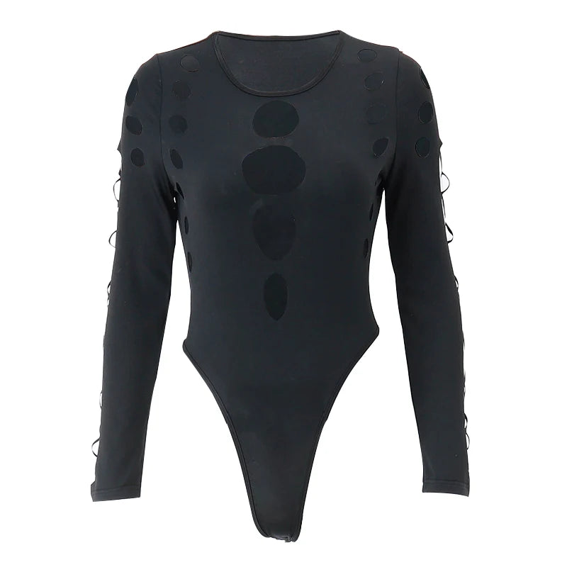 Xeemilo Sexy Dot Hollow Out Bodysuit