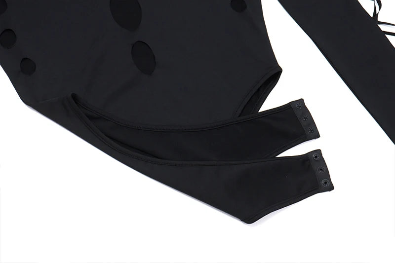 Xeemilo Sexy Dot Hollow Out Bodysuit