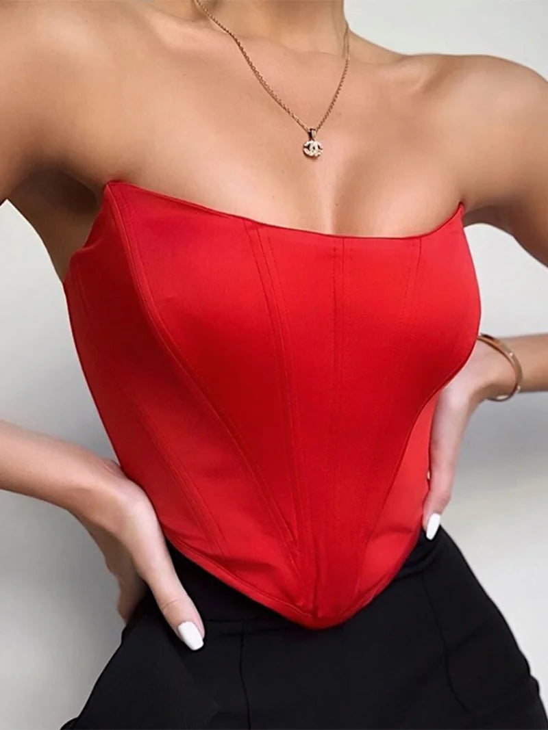 Sleeveless Off Shoulder Velvet Fashion Sexy Corset Crop Top