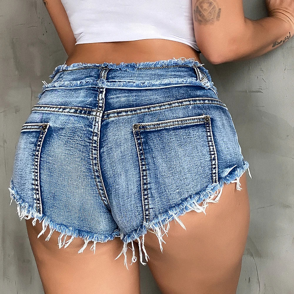 Low Waist Plus Size High Elastic Casual Women's Jeans Denim Shorts