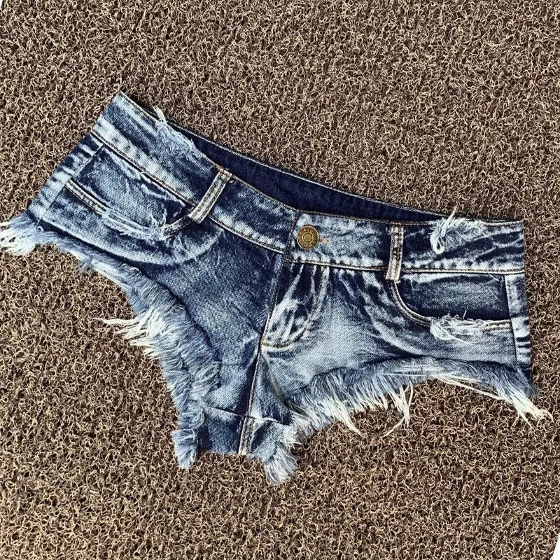 Ultra Low Waist Denim Shorts