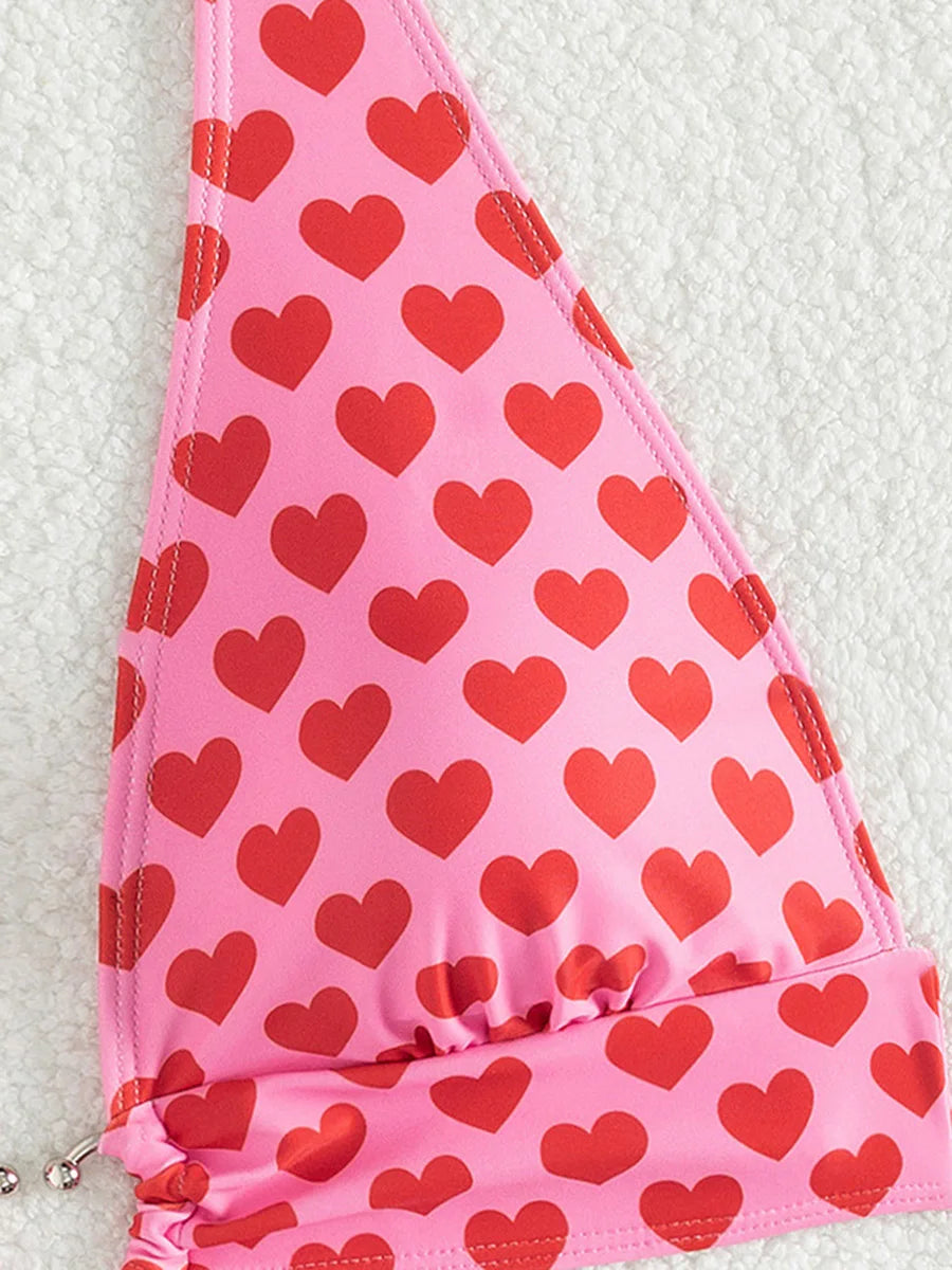 Paunikix Heart-Shaped Printed Halter Bikini