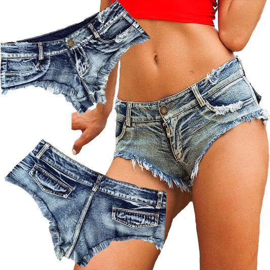 Ultra Low Waist Denim Shorts