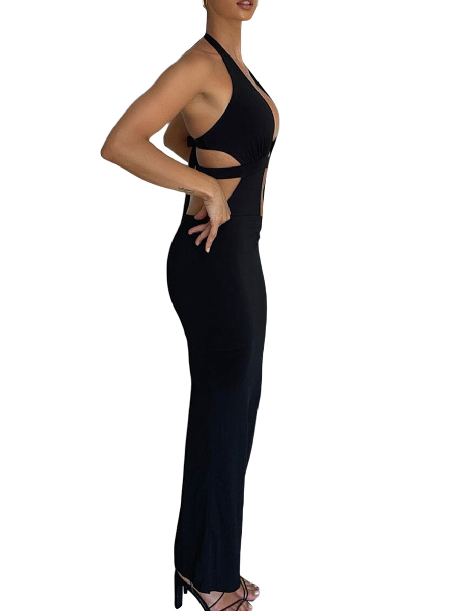 Cutout Halter Neck Backless Maxi Dress