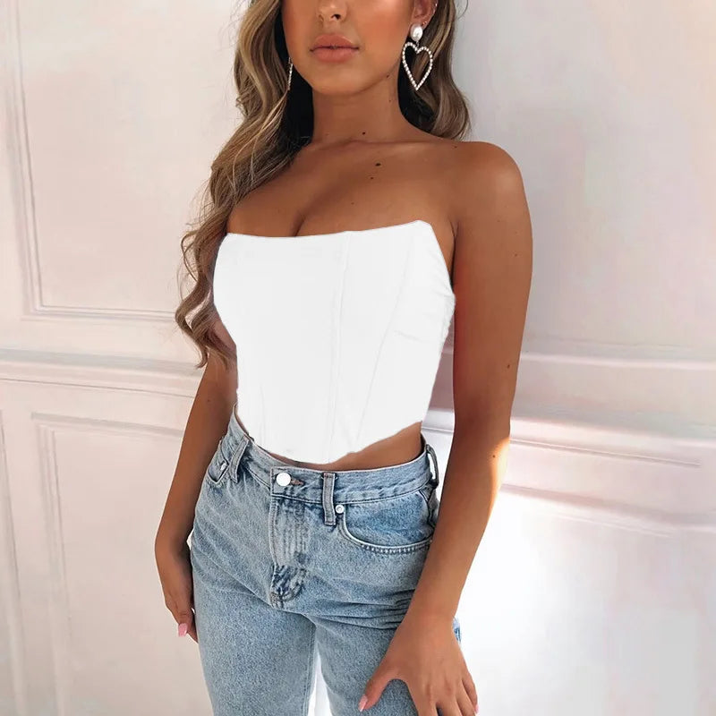 Sleeveless Off Shoulder Velvet Fashion Sexy Corset Crop Top