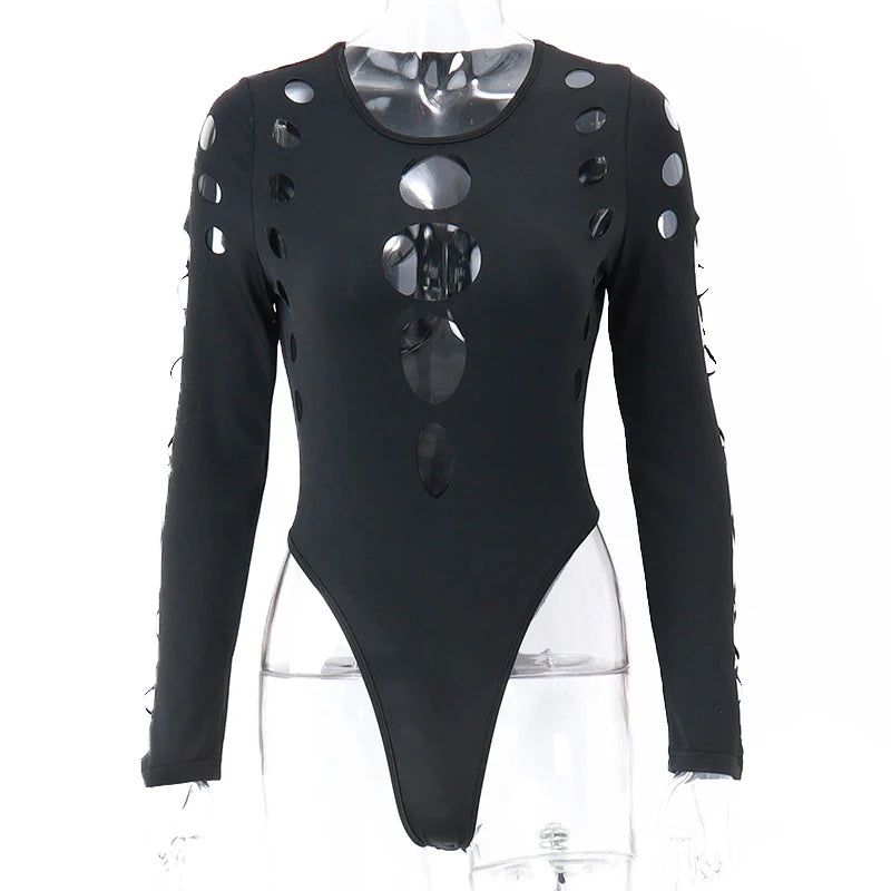 Xeemilo Sexy Dot Hollow Out Bodysuit