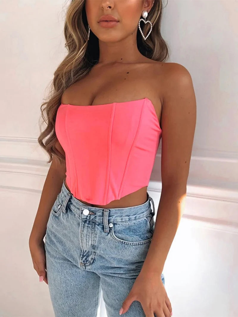 Sleeveless Off Shoulder Velvet Fashion Sexy Corset Crop Top